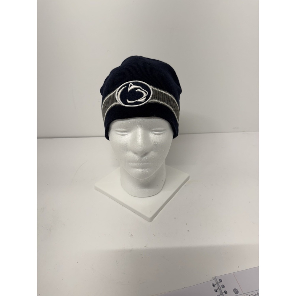 Penn State Nittany Lions Knit Beanie Hat Navy Blue Gray NCAA